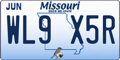 MO license plate WL9X5R