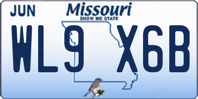 MO license plate WL9X6B