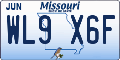 MO license plate WL9X6F