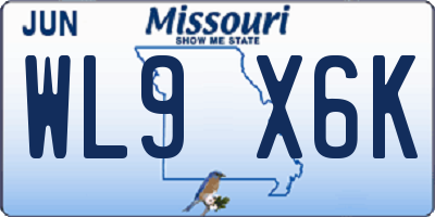 MO license plate WL9X6K
