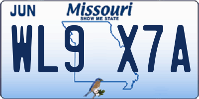 MO license plate WL9X7A