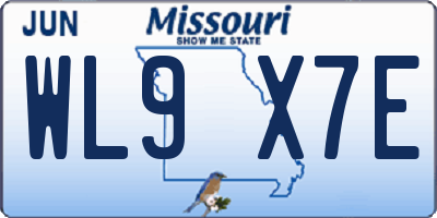 MO license plate WL9X7E