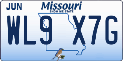 MO license plate WL9X7G