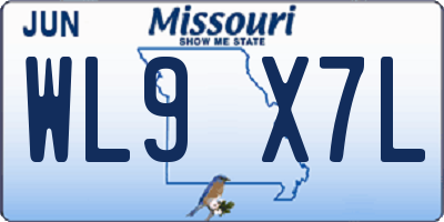 MO license plate WL9X7L