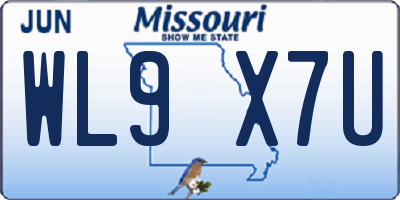 MO license plate WL9X7U