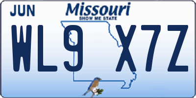MO license plate WL9X7Z