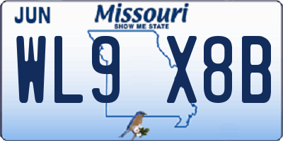 MO license plate WL9X8B