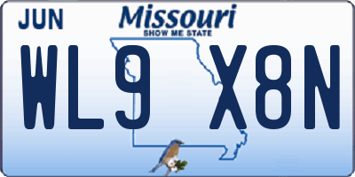 MO license plate WL9X8N