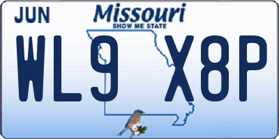 MO license plate WL9X8P