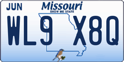 MO license plate WL9X8Q