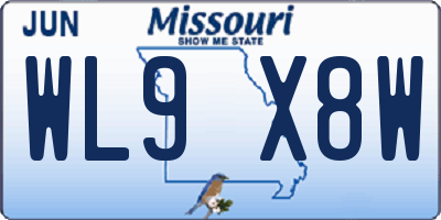 MO license plate WL9X8W