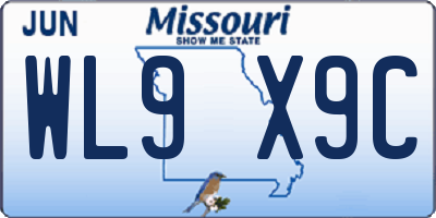 MO license plate WL9X9C