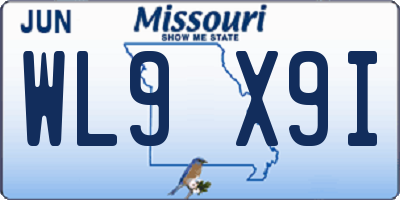 MO license plate WL9X9I