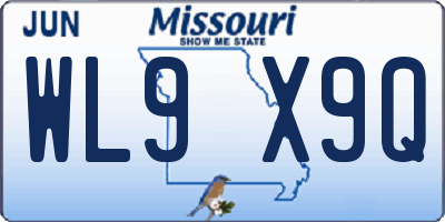 MO license plate WL9X9Q
