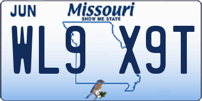 MO license plate WL9X9T