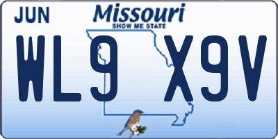 MO license plate WL9X9V