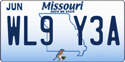 MO license plate WL9Y3A