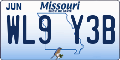 MO license plate WL9Y3B