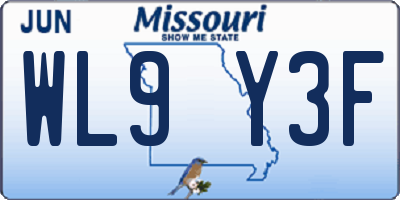 MO license plate WL9Y3F