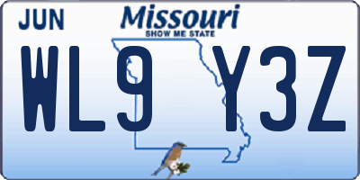 MO license plate WL9Y3Z