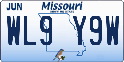 MO license plate WL9Y9W