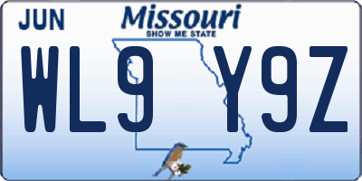 MO license plate WL9Y9Z