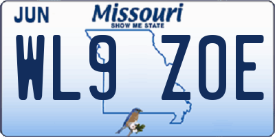 MO license plate WL9Z0E