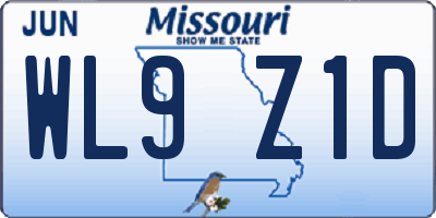 MO license plate WL9Z1D