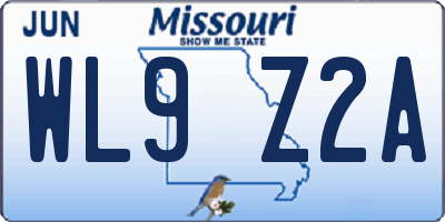 MO license plate WL9Z2A