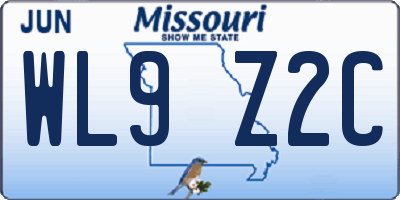 MO license plate WL9Z2C