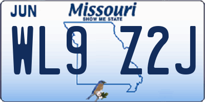 MO license plate WL9Z2J