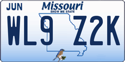 MO license plate WL9Z2K