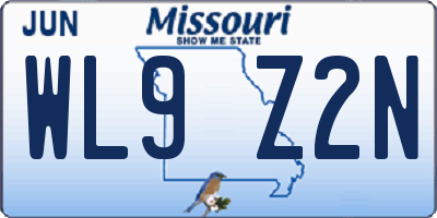 MO license plate WL9Z2N