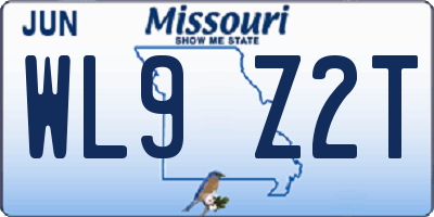 MO license plate WL9Z2T