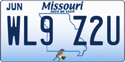 MO license plate WL9Z2U