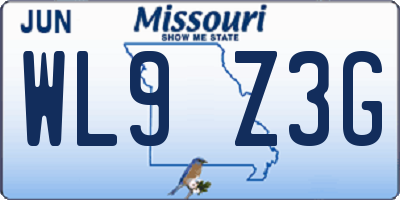 MO license plate WL9Z3G