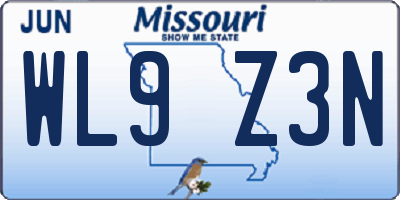 MO license plate WL9Z3N