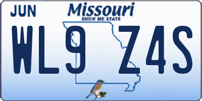 MO license plate WL9Z4S