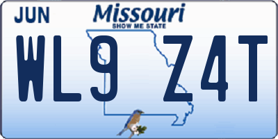 MO license plate WL9Z4T
