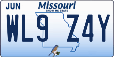 MO license plate WL9Z4Y