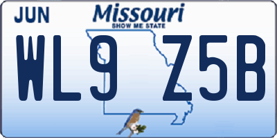 MO license plate WL9Z5B
