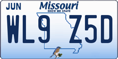 MO license plate WL9Z5D