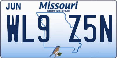 MO license plate WL9Z5N