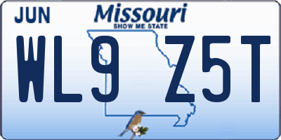 MO license plate WL9Z5T