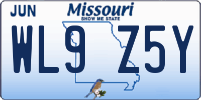 MO license plate WL9Z5Y
