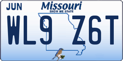 MO license plate WL9Z6T