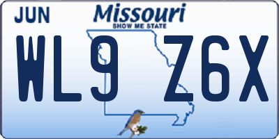 MO license plate WL9Z6X