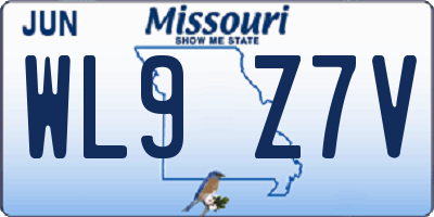 MO license plate WL9Z7V