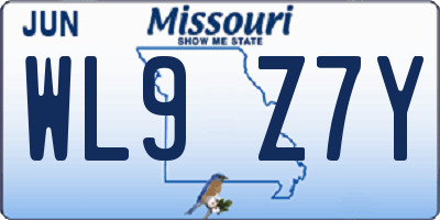 MO license plate WL9Z7Y