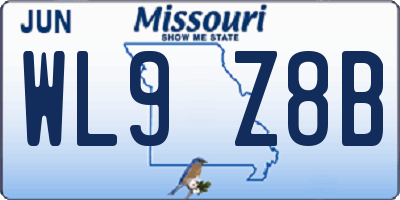 MO license plate WL9Z8B